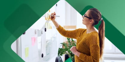 Business planning on a whiteboard