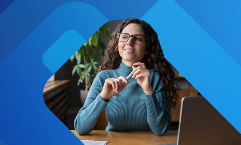 Woman happy in the workplace 