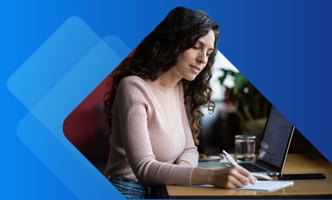 Small business owner looking at finances