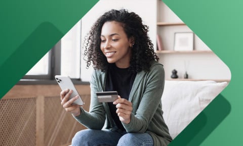 Woman using credit card