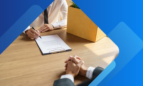 Employee and employer during an exit interview
