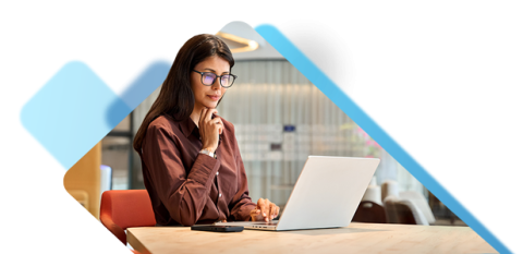 Business woman comparing HR software
