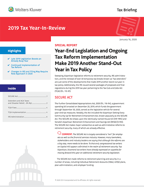 Tax Brief for year-end tax planning